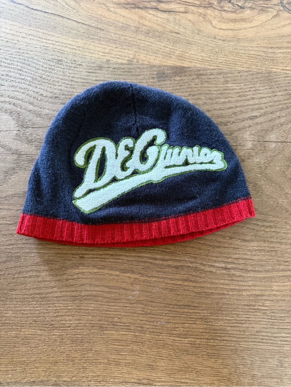 Dolce & Gabbana Junior Navy and Red Logo Beanie